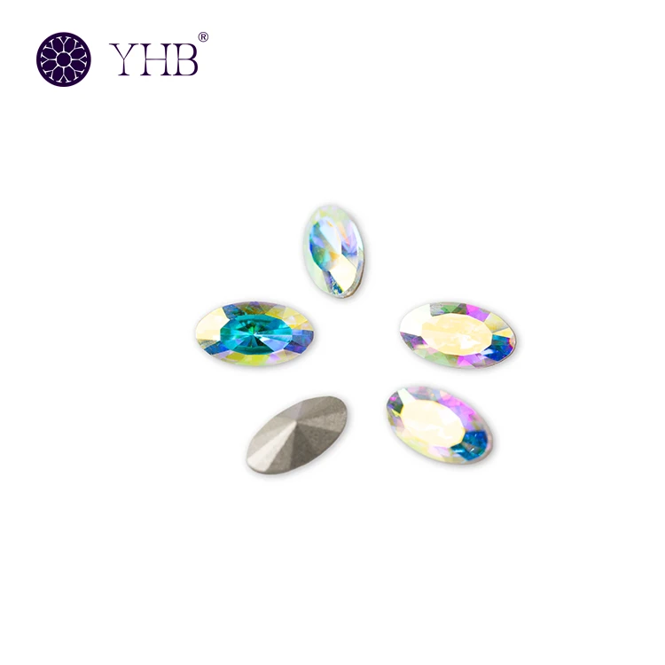 Yhb factory bulk oval sunflower cut hotfix yhb crystal rhinestones